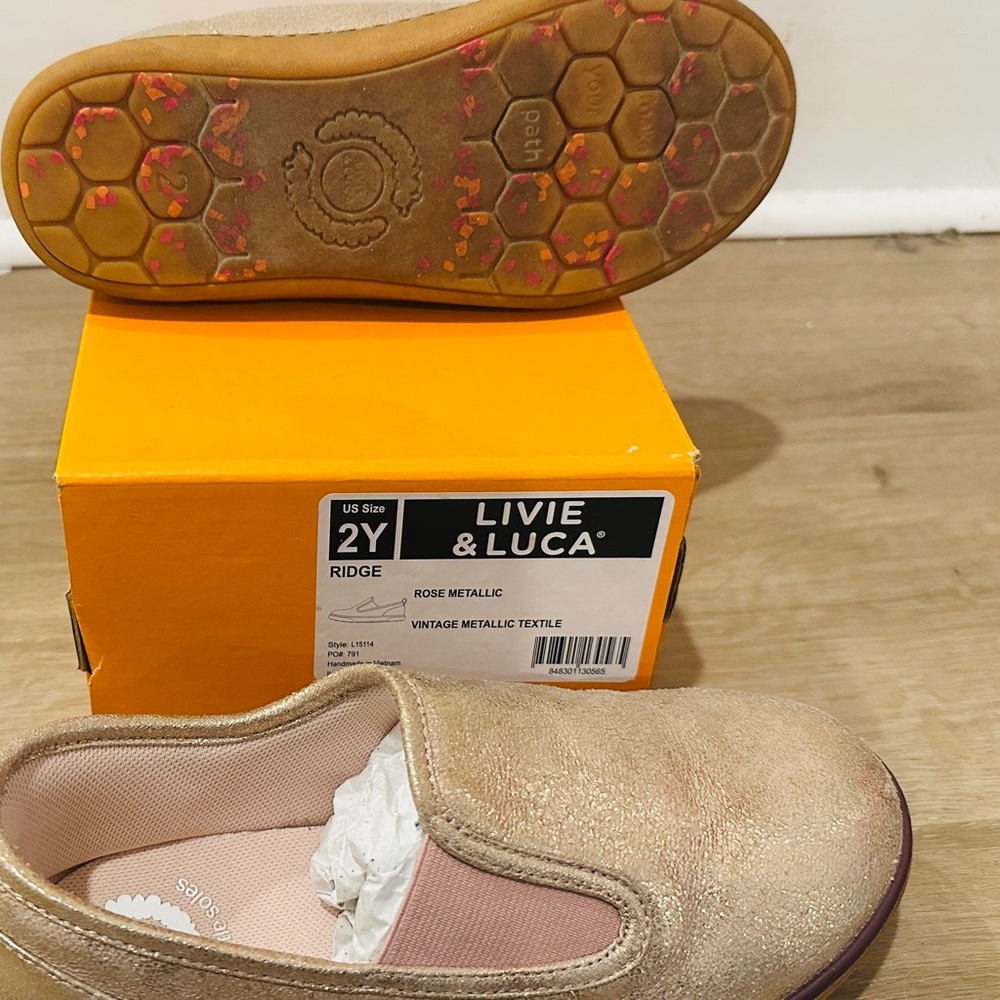 Livie & Luca Girls Rose Metallic Slide-on shoes - Picture 7 of 8
